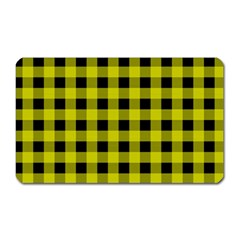 Yellow Black Buffalo Plaid Magnet (rectangular) by SpinnyChairDesigns