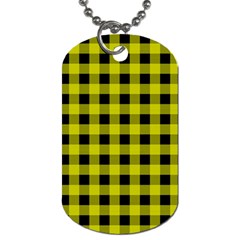 Yellow Black Buffalo Plaid Dog Tag (Two Sides)