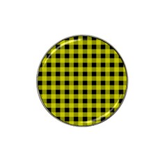 Yellow Black Buffalo Plaid Hat Clip Ball Marker (4 Pack) by SpinnyChairDesigns