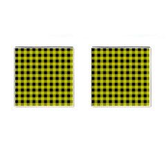 Yellow Black Buffalo Plaid Cufflinks (square) by SpinnyChairDesigns