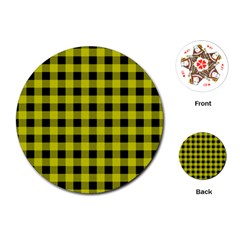 Yellow Black Buffalo Plaid Playing Cards Single Design (Round)