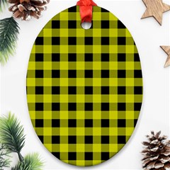 Yellow Black Buffalo Plaid Oval Ornament (Two Sides)