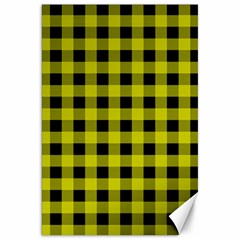 Yellow Black Buffalo Plaid Canvas 20  X 30  by SpinnyChairDesigns