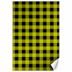 Yellow Black Buffalo Plaid Canvas 24  x 36 