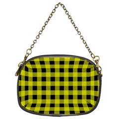 Yellow Black Buffalo Plaid Chain Purse (one Side) by SpinnyChairDesigns