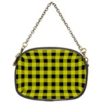 Yellow Black Buffalo Plaid Chain Purse (One Side) Front