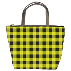 Yellow Black Buffalo Plaid Bucket Bag