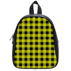 Yellow Black Buffalo Plaid School Bag (Small)