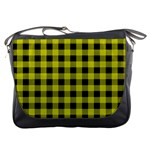 Yellow Black Buffalo Plaid Messenger Bag Front