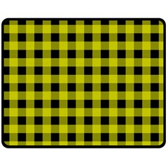 Yellow Black Buffalo Plaid Double Sided Fleece Blanket (medium)  by SpinnyChairDesigns