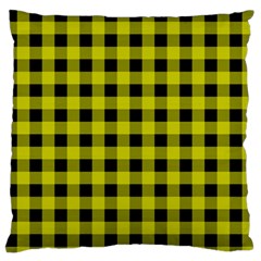 Yellow Black Buffalo Plaid Standard Flano Cushion Case (two Sides) by SpinnyChairDesigns