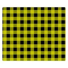 Yellow Black Buffalo Plaid Double Sided Flano Blanket (small)  by SpinnyChairDesigns