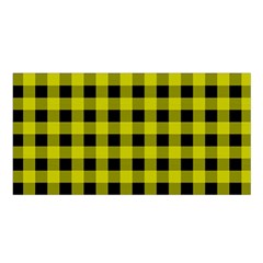 Yellow Black Buffalo Plaid Satin Shawl