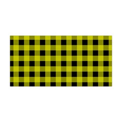 Yellow Black Buffalo Plaid Yoga Headband by SpinnyChairDesigns