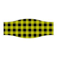 Yellow Black Buffalo Plaid Stretchable Headband by SpinnyChairDesigns