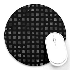 Abstract Black Checkered Pattern Round Mousepads by SpinnyChairDesigns