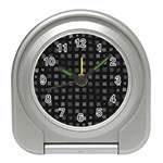 Abstract Black Checkered Pattern Travel Alarm Clock Front