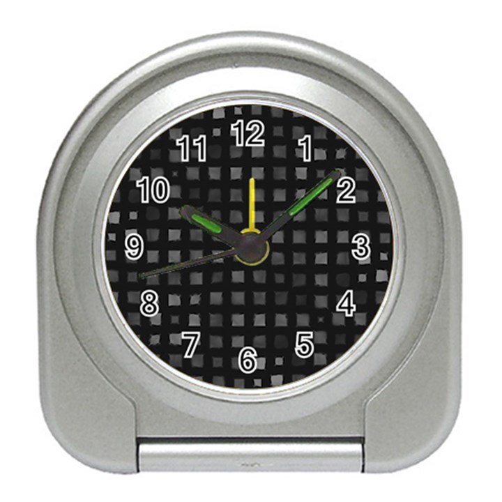 Abstract Black Checkered Pattern Travel Alarm Clock