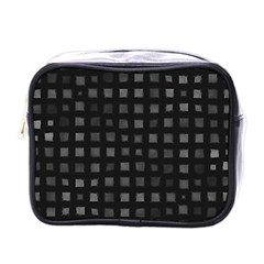 Abstract Black Checkered Pattern Mini Toiletries Bag (one Side) by SpinnyChairDesigns