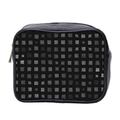 Abstract Black Checkered Pattern Mini Toiletries Bag (two Sides) by SpinnyChairDesigns