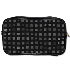 Abstract Black Checkered Pattern Toiletries Bag (two Sides) by SpinnyChairDesigns