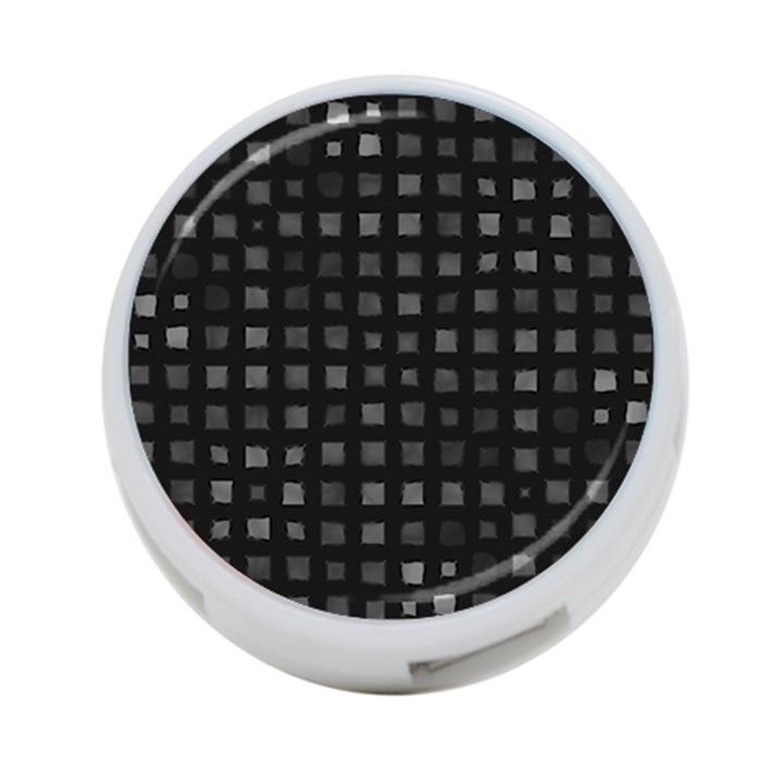 Abstract Black Checkered Pattern 4-Port USB Hub (One Side)