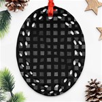 Abstract Black Checkered Pattern Oval Filigree Ornament (Two Sides) Front