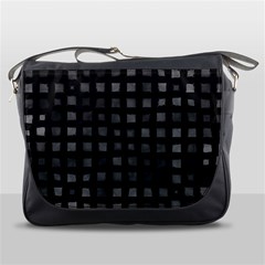 Abstract Black Checkered Pattern Messenger Bag by SpinnyChairDesigns