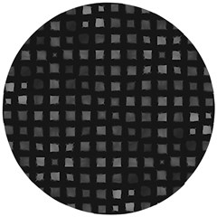 Abstract Black Checkered Pattern Wooden Puzzle Round by SpinnyChairDesigns