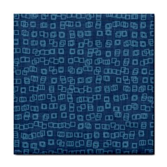 Blue Abstract Checks Pattern Tile Coaster by SpinnyChairDesigns