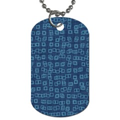 Blue Abstract Checks Pattern Dog Tag (two Sides) by SpinnyChairDesigns