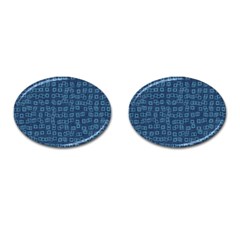 Blue Abstract Checks Pattern Cufflinks (oval) by SpinnyChairDesigns