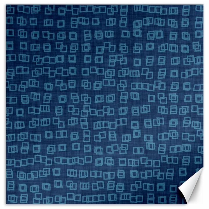 Blue Abstract Checks Pattern Canvas 20  x 20 