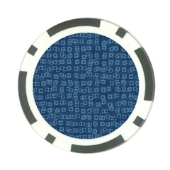 Blue Abstract Checks Pattern Poker Chip Card Guard by SpinnyChairDesigns