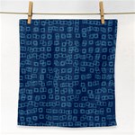 Blue Abstract Checks Pattern Face Towel Front