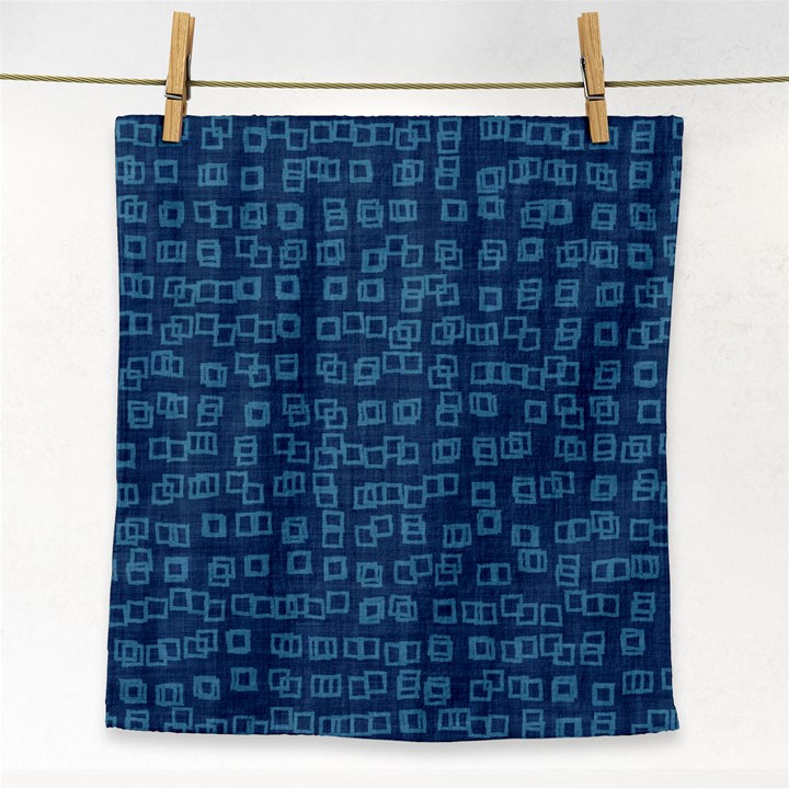 Blue Abstract Checks Pattern Face Towel