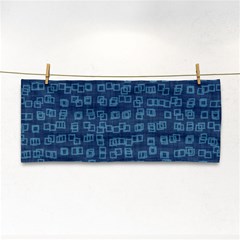 Blue Abstract Checks Pattern Hand Towel by SpinnyChairDesigns