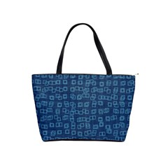 Blue Abstract Checks Pattern Classic Shoulder Handbag by SpinnyChairDesigns