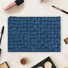 Blue Abstract Checks Pattern Cosmetic Bag (large) by SpinnyChairDesigns