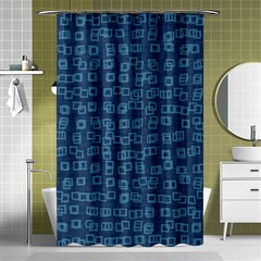 Blue Abstract Checks Pattern Shower Curtain 48  X 72  (small)  by SpinnyChairDesigns