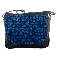 Blue Abstract Checks Pattern Messenger Bag by SpinnyChairDesigns