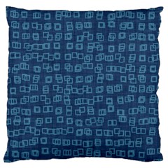 Blue Abstract Checks Pattern Large Cushion Case (two Sides) by SpinnyChairDesigns