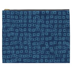 Blue Abstract Checks Pattern Cosmetic Bag (xxxl) by SpinnyChairDesigns