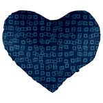 Blue Abstract Checks Pattern Large 19  Premium Heart Shape Cushions Front