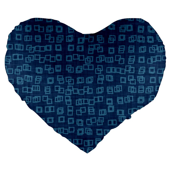 Blue Abstract Checks Pattern Large 19  Premium Heart Shape Cushions