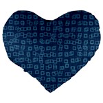 Blue Abstract Checks Pattern Large 19  Premium Heart Shape Cushions Back