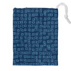 Blue Abstract Checks Pattern Drawstring Pouch (5xl) by SpinnyChairDesigns