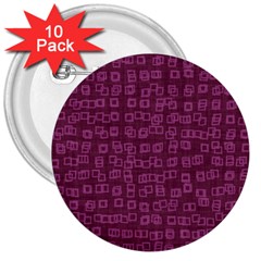 Plum Abstract Checks Pattern 3  Buttons (10 Pack)  by SpinnyChairDesigns