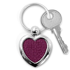 Plum Abstract Checks Pattern Key Chain (heart) by SpinnyChairDesigns