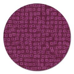 Plum Abstract Checks Pattern Magnet 5  (round) by SpinnyChairDesigns